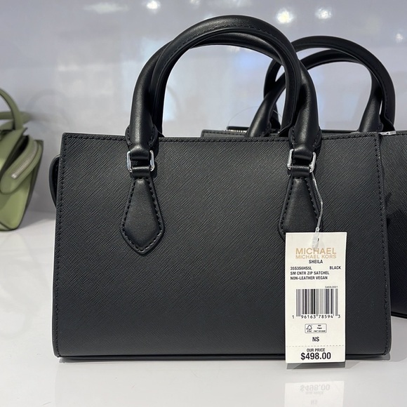 Michael Kors Sheila Small Center Zip Satchel Shoulder Crossbody Bag 
Black - Picture 13 of 13